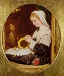 En dame i syning ved et vindue, 1859 (panel)